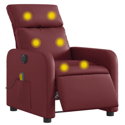 Elektrisk massagefåtölj vinröd konstläder