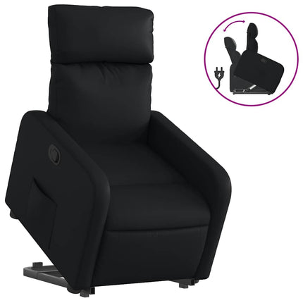 Reclinerfåtölj med uppresningshjälp svart konstläder