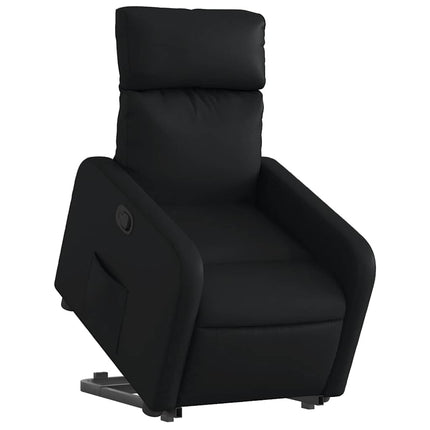 Reclinerfåtölj med uppresningshjälp svart konstläder