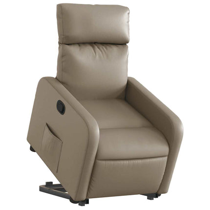 Reclinerfåtölj med uppresningshjälp cappuccino konstläder