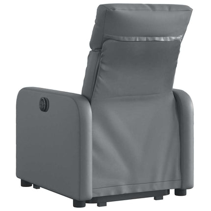 Reclinerfåtölj med uppresningshjälp grå konstläder