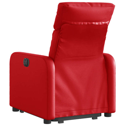 Reclinerfåtölj med uppresningshjälp röd konstläder