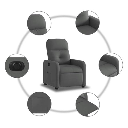 Elektrisk reclinerfåtölj mörkgrå tyg