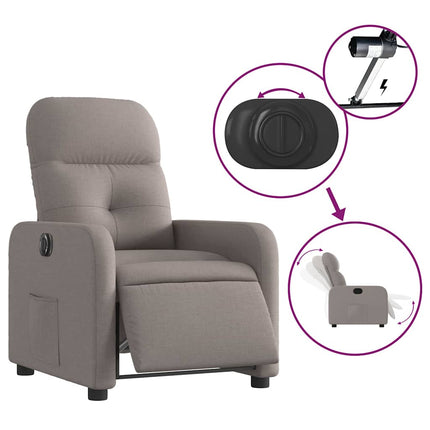 Elektrisk reclinerfåtölj taupe tyg