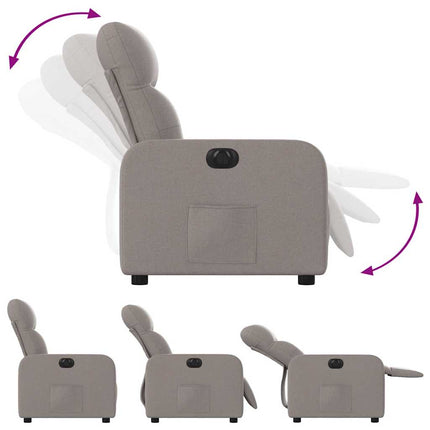 Elektrisk reclinerfåtölj taupe tyg