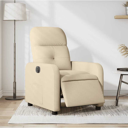 Elektrisk reclinerfåtölj gräddvit tyg