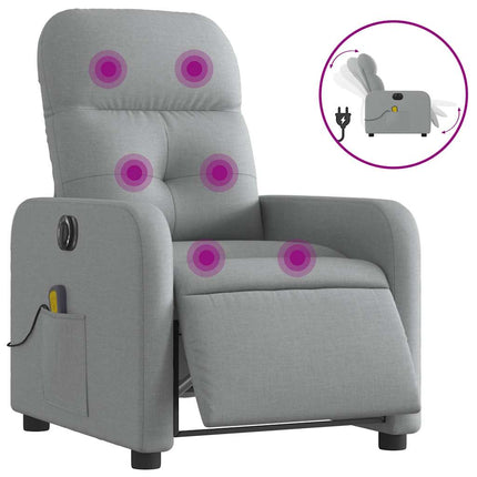 Elektrisk massagefåtölj ljusgrå tyg