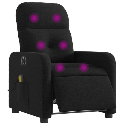 Elektrisk massagefåtölj med uppresningshjälp svart tyg