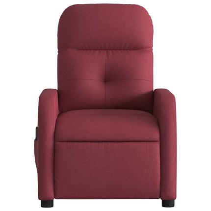 Elektrisk massagefåtölj vinröd tyg