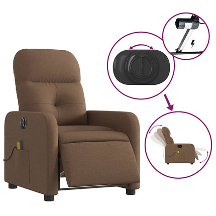 Elektrisk massagefåtölj brun tyg
