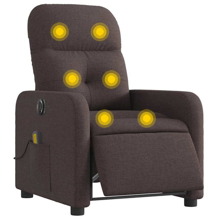 Elektrisk massagefåtölj mörkbrun tyg