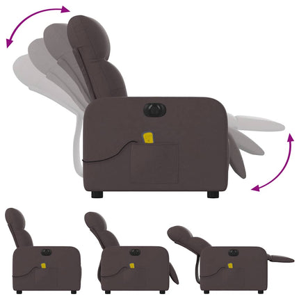 Elektrisk massagefåtölj mörkbrun tyg