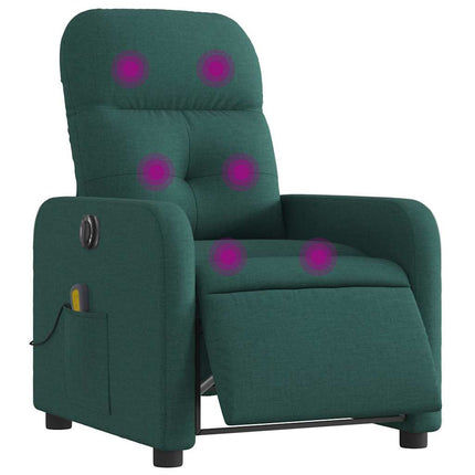 Elektrisk massagefåtölj mörkgrön tyg