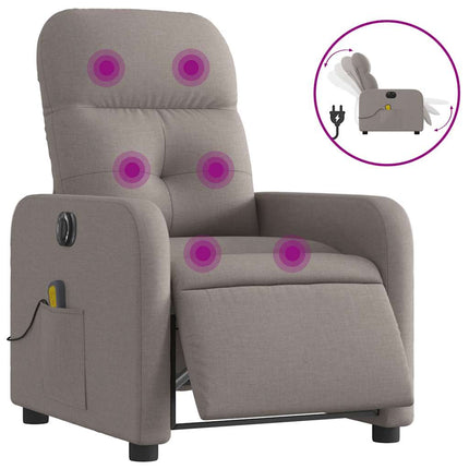 Elektrisk massagefåtölj taupe tyg