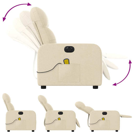 Elektrisk massagefåtölj gräddvit tyg