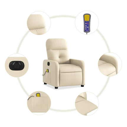 Elektrisk massagefåtölj gräddvit tyg