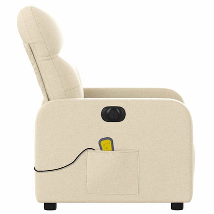 Elektrisk massagefåtölj gräddvit tyg