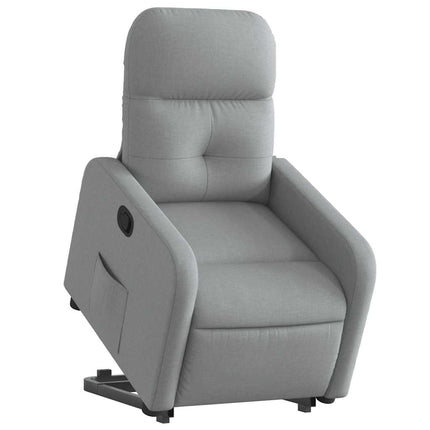Reclinerfåtölj med uppresningshjälp ljusgrå tyg