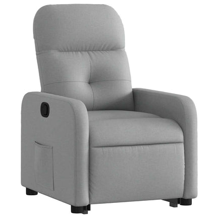 Reclinerfåtölj med uppresningshjälp ljusgrå tyg