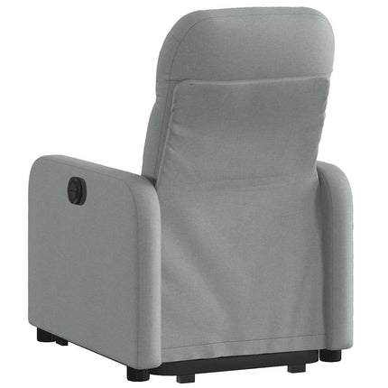 Reclinerfåtölj med uppresningshjälp ljusgrå tyg