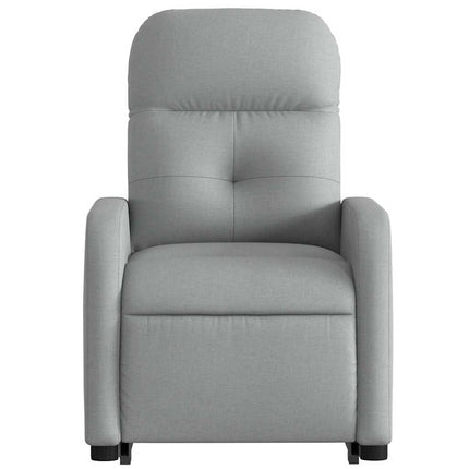 Reclinerfåtölj med uppresningshjälp ljusgrå tyg