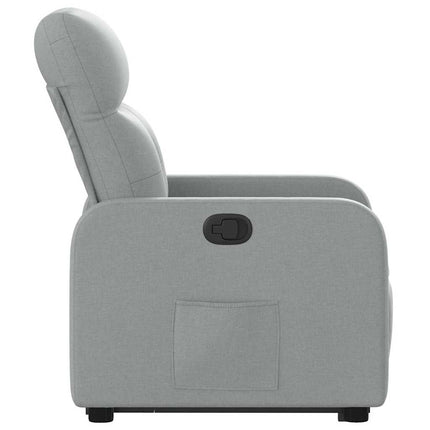 Reclinerfåtölj med uppresningshjälp ljusgrå tyg