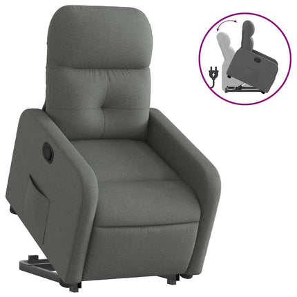 Reclinerfåtölj med uppresningshjälp mörkgrå tyg