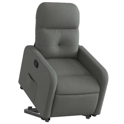 Reclinerfåtölj med uppresningshjälp mörkgrå tyg