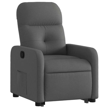Reclinerfåtölj med uppresningshjälp mörkgrå tyg