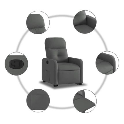 Reclinerfåtölj med uppresningshjälp mörkgrå tyg