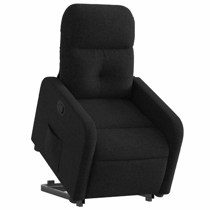 Reclinerfåtölj med uppresningshjälp svart tyg