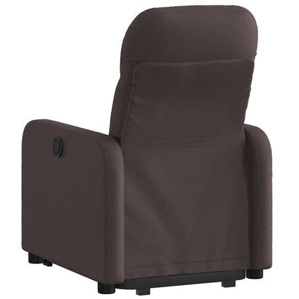 Reclinerfåtölj med uppresningshjälp mörkbrun tyg