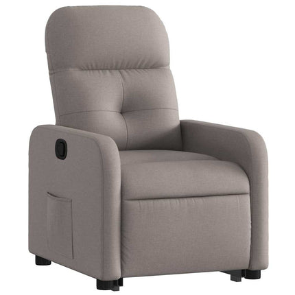 Reclinerfåtölj med uppresningshjälp taupe tyg