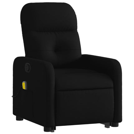 Massagefåtölj med uppresningshjälp svart tyg