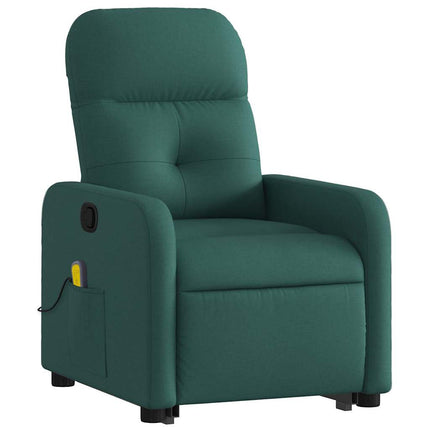 Massagefåtölj med uppresningshjälp mörkgrön tyg