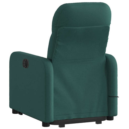 Massagefåtölj med uppresningshjälp mörkgrön tyg