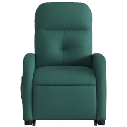 Massagefåtölj med uppresningshjälp mörkgrön tyg