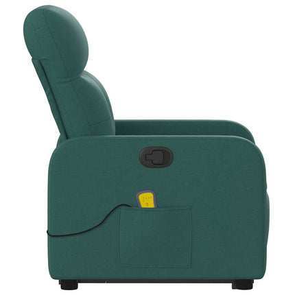 Massagefåtölj med uppresningshjälp mörkgrön tyg