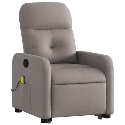 Massagefåtölj med uppresningshjälp taupe tyg