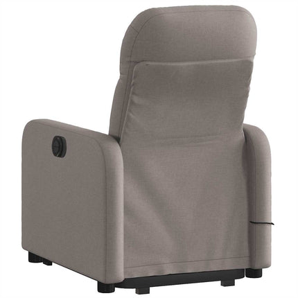 Massagefåtölj med uppresningshjälp taupe tyg