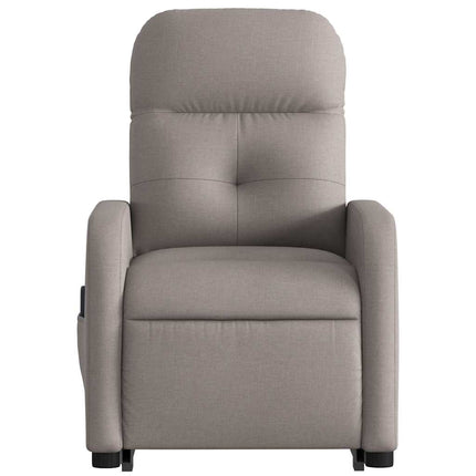 Massagefåtölj med uppresningshjälp taupe tyg