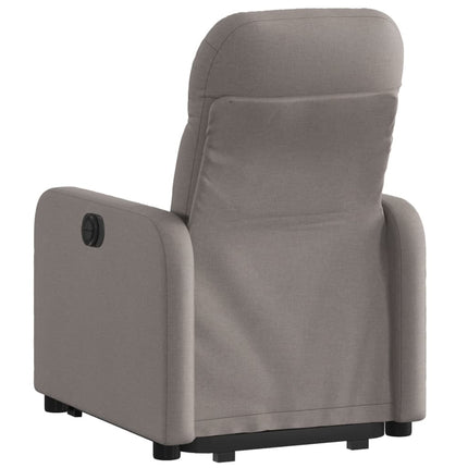 Elektrisk reclinerfåtölj med uppresningshjälp taupe tyg