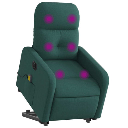 Elektrisk massagefåtölj med uppresningshjälp mörkgrön tyg