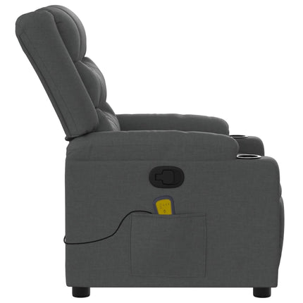 Massagefåtölj mörkgrå tyg
