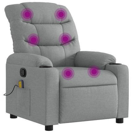 Massagefåtölj ljusgrå tyg