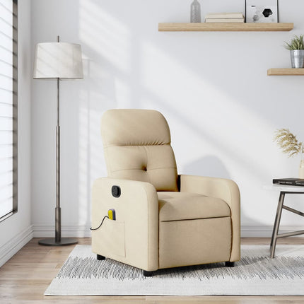 Massagefåtölj krämfärgad tyg