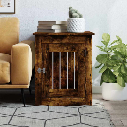 Hundbur/sidobord rökfärgad ek 55x75x65 cm konstruerat trä