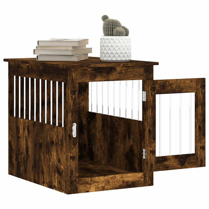 Hundbur/sidobord rökfärgad ek 55x75x65 cm konstruerat trä