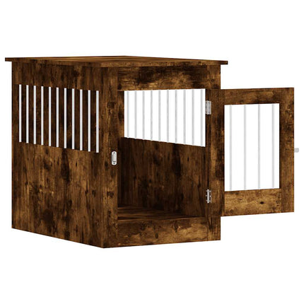 Hundbur rökfärgad ek 55x80x68 cm konstruerat trä