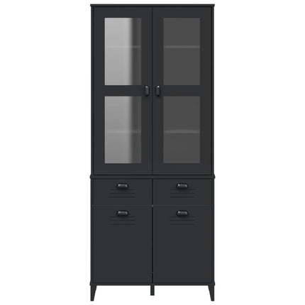 Vitrinskåp VIKEN svart 80x40x190 cm massiv furu